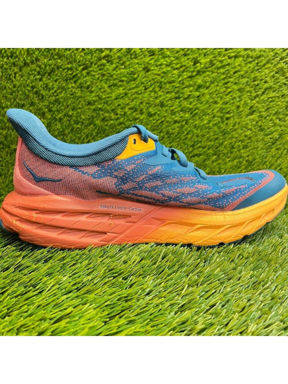 Hoka One One Speedgoat 5 Womens Size 8 Blue Orange Running Walking Shoes Sneaker - Picture 7 of 14